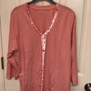 Talbots Pink Sequined Top Size XL